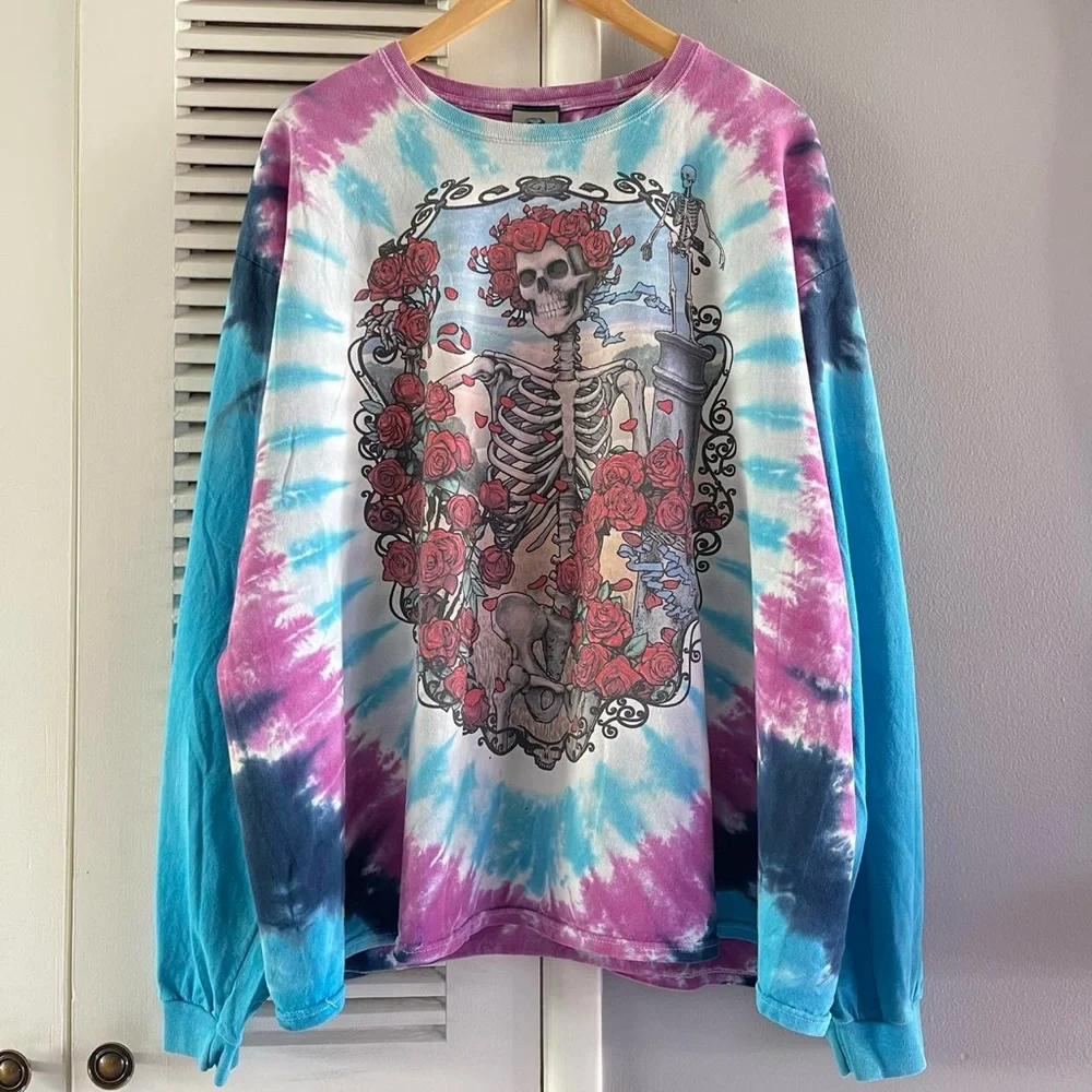 Vintage Grateful Dead Bertha Liquid Blue Tie Dye Long Sleeve T-shirt - Picture 1 of 6